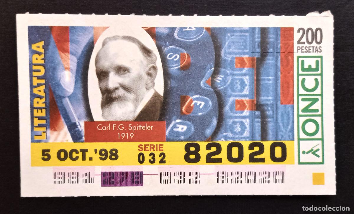 Cupones ONCE: CUP&Oacute;N ONCE - 5-OCTUBRE-1998 - CARL F.G. SPITTELER 1919, LITERATURA