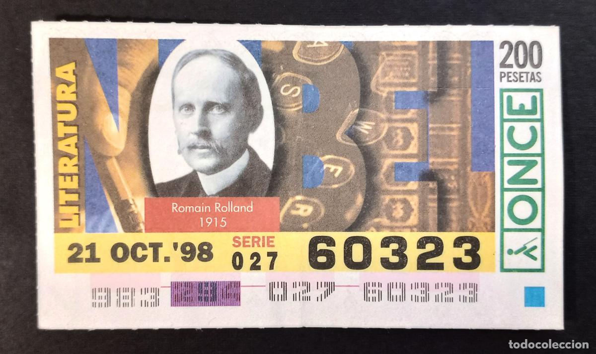 Cupones ONCE: CUP&Oacute;N ONCE - 21-OCTUBRE-1998 - ROMAIN ROLLAND 1915, LITERATURA