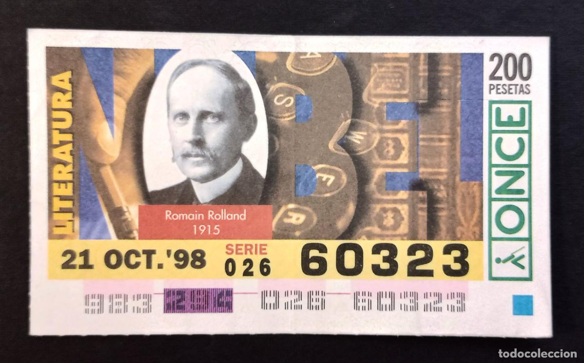 Cupones ONCE: CUP&Oacute;N ONCE - 21-OCTUBRE-1998 - ROMAIN ROLLAND 1915, LITERATURA