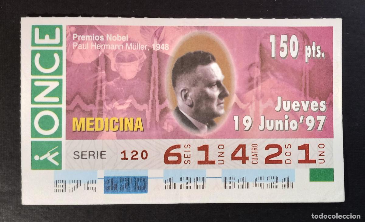 Cupones ONCE: CUP&Oacute;N ONCE - 19-JUNIO-1997 - PREMIOS NOBEL, MEDICINA PAUL HERMANN M&Uuml;LLER 1948