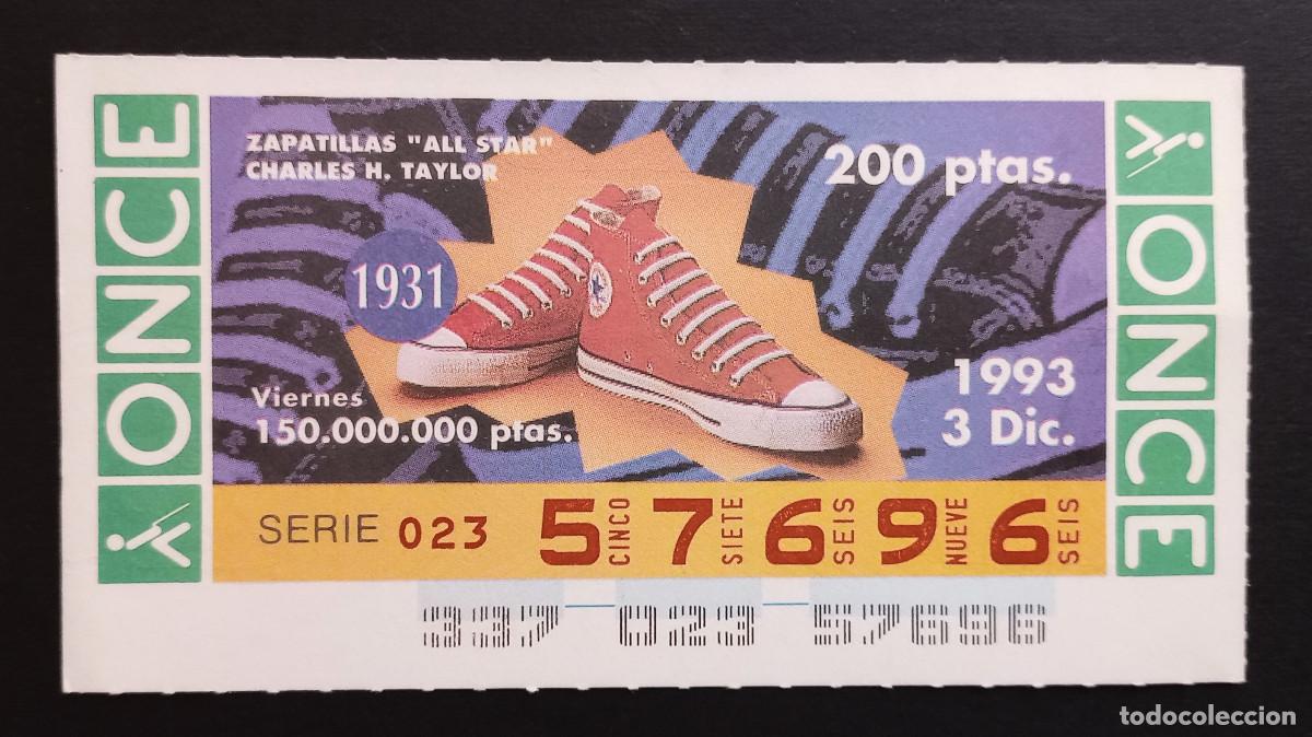 Cupones ONCE: CUP&Oacute;N ONCE - 3-DICIEMBRE-1993 - ZAPATILLAS ALL STAR. CHARLES H. TAYLOR