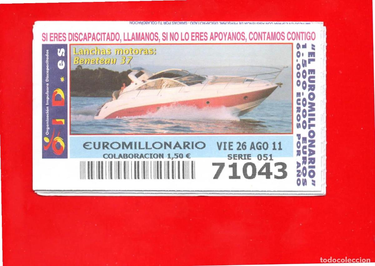 Cupones ONCE: Cup&oacute;n OID 2011 Lanchas Motoras Serie 1 - Foto 1