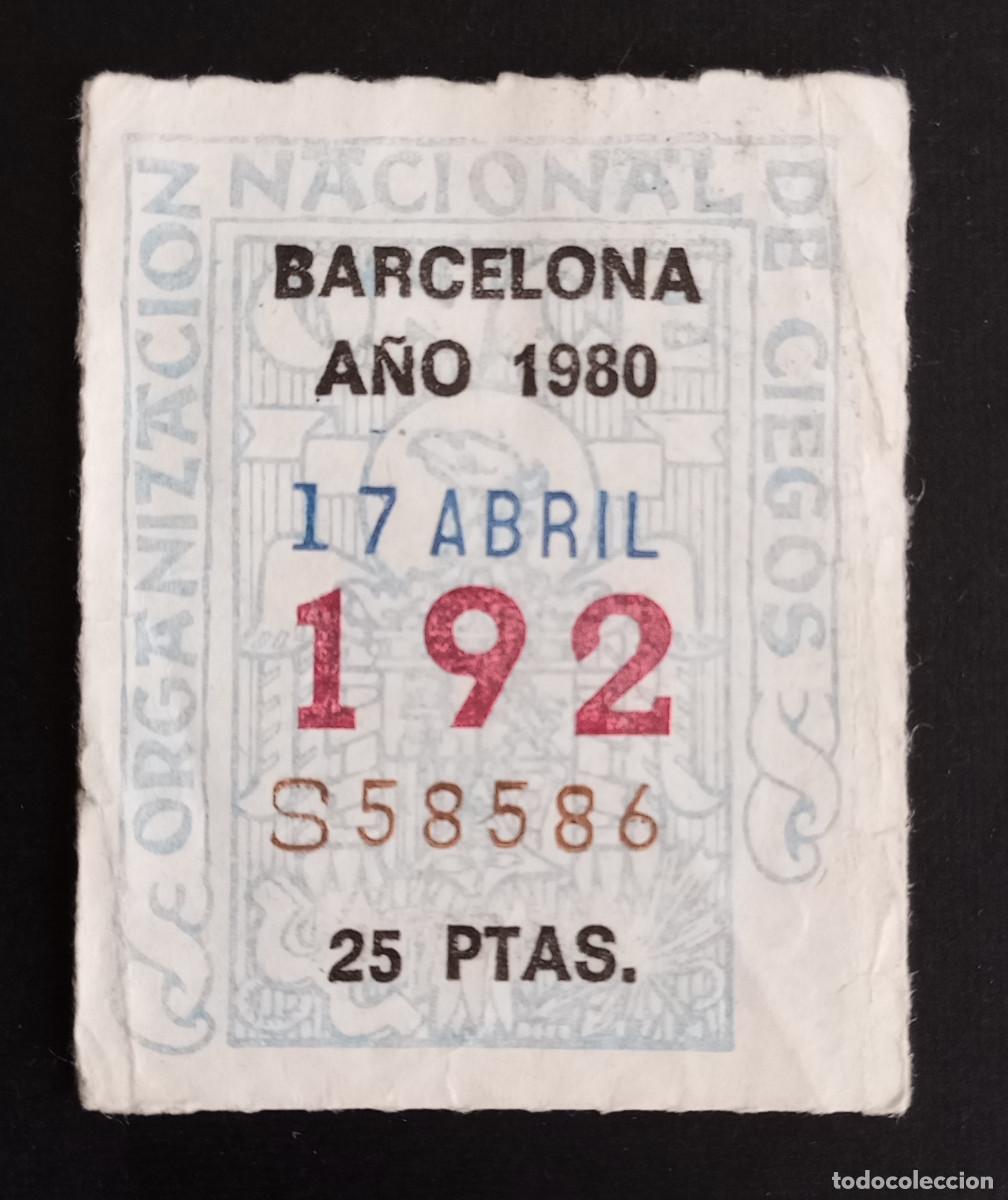 Cupones ONCE: CUP&Oacute;N ONCE - 17-ABRIL-1980 - BARCELONA - Foto 1