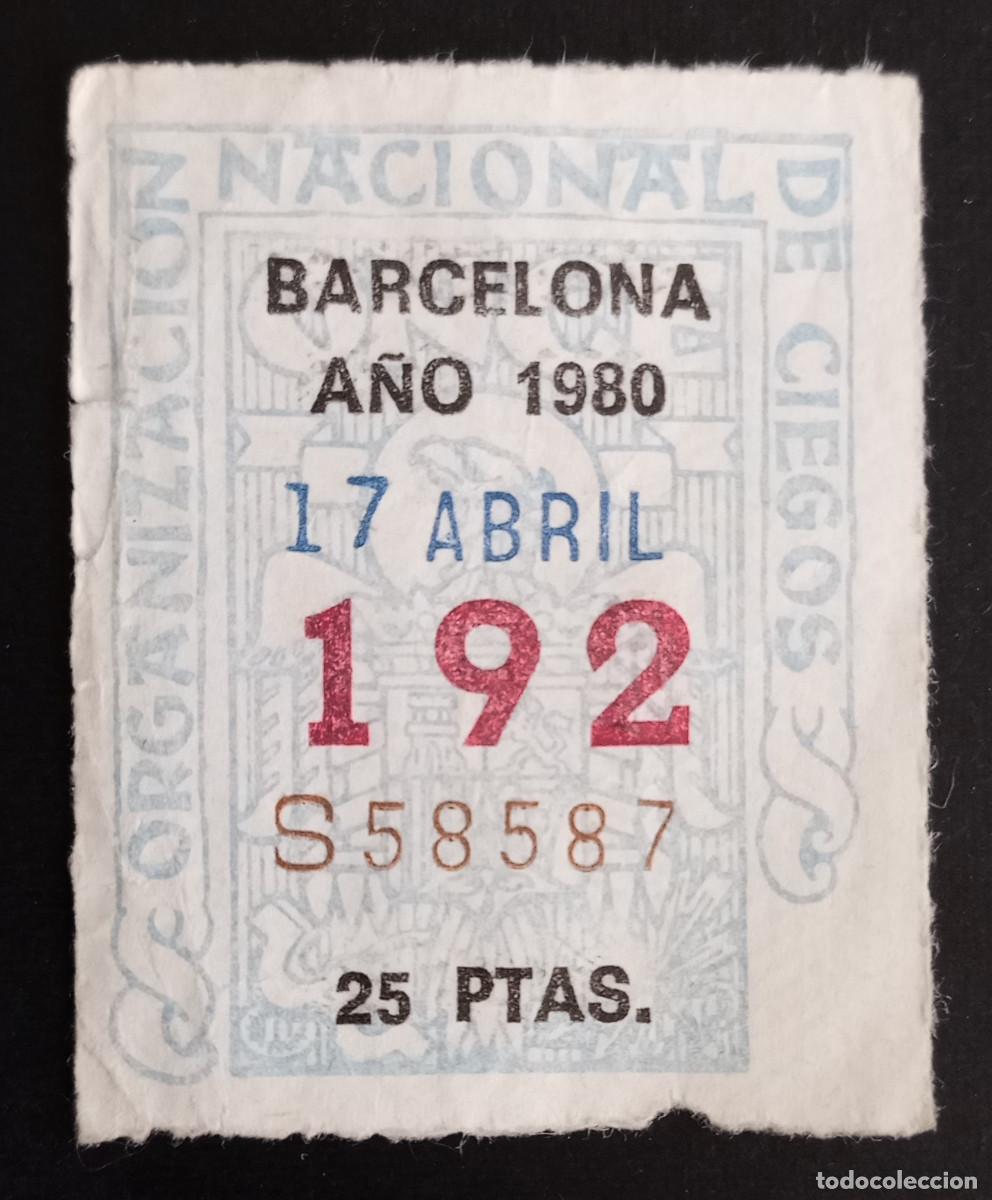 Cupones ONCE: CUP&Oacute;N ONCE - 17-ABRIL-1980 - BARCELONA - Foto 1