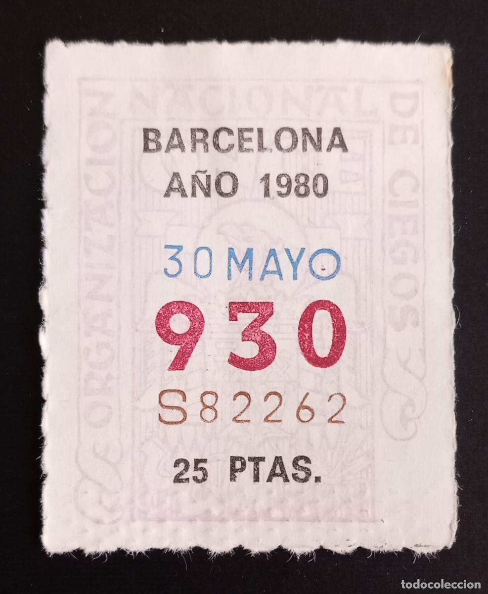 Cupones ONCE: CUP&Oacute;N ONCE - 30-MAYO-1980 - BARCELONA - Foto 1