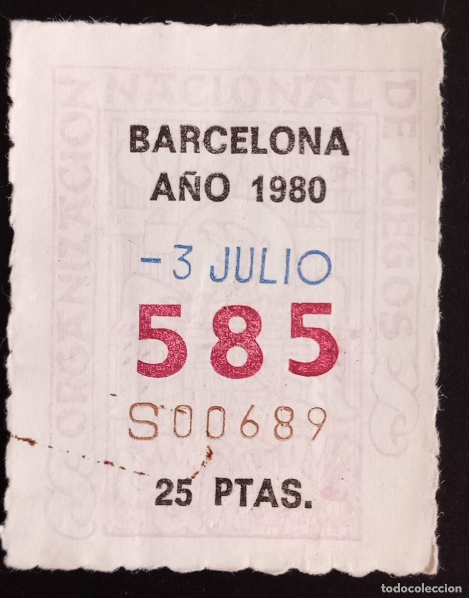 Cupones ONCE: CUP&Oacute;N ONCE - 3-JULIO-1980 - BARCELONA