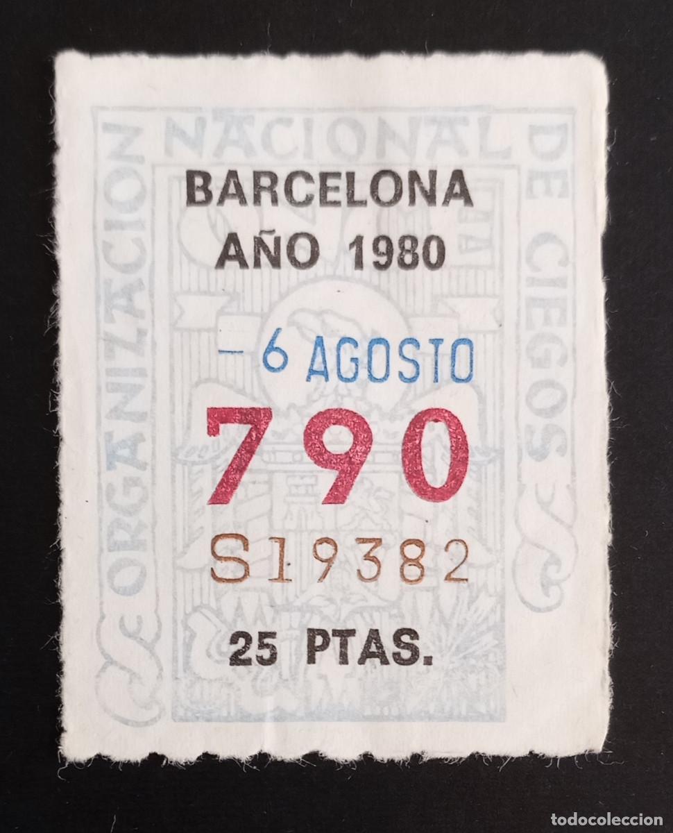 Cupones ONCE: CUP&Oacute;N ONCE - 6-AGOSTO-1980 - BARCELONA