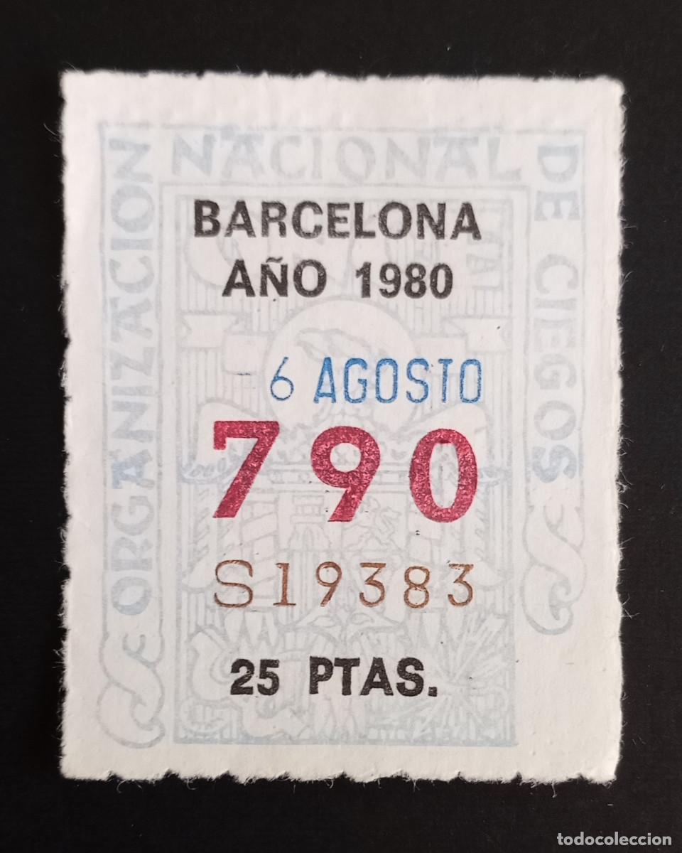 Cupones ONCE: CUP&Oacute;N ONCE - 6-AGOSTO-1980 - BARCELONA