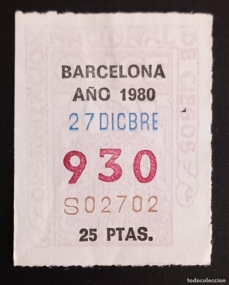 Cupones ONCE: CUP&Oacute;N ONCE - 27-DICIEMBRE-1980 - BARCELONA
