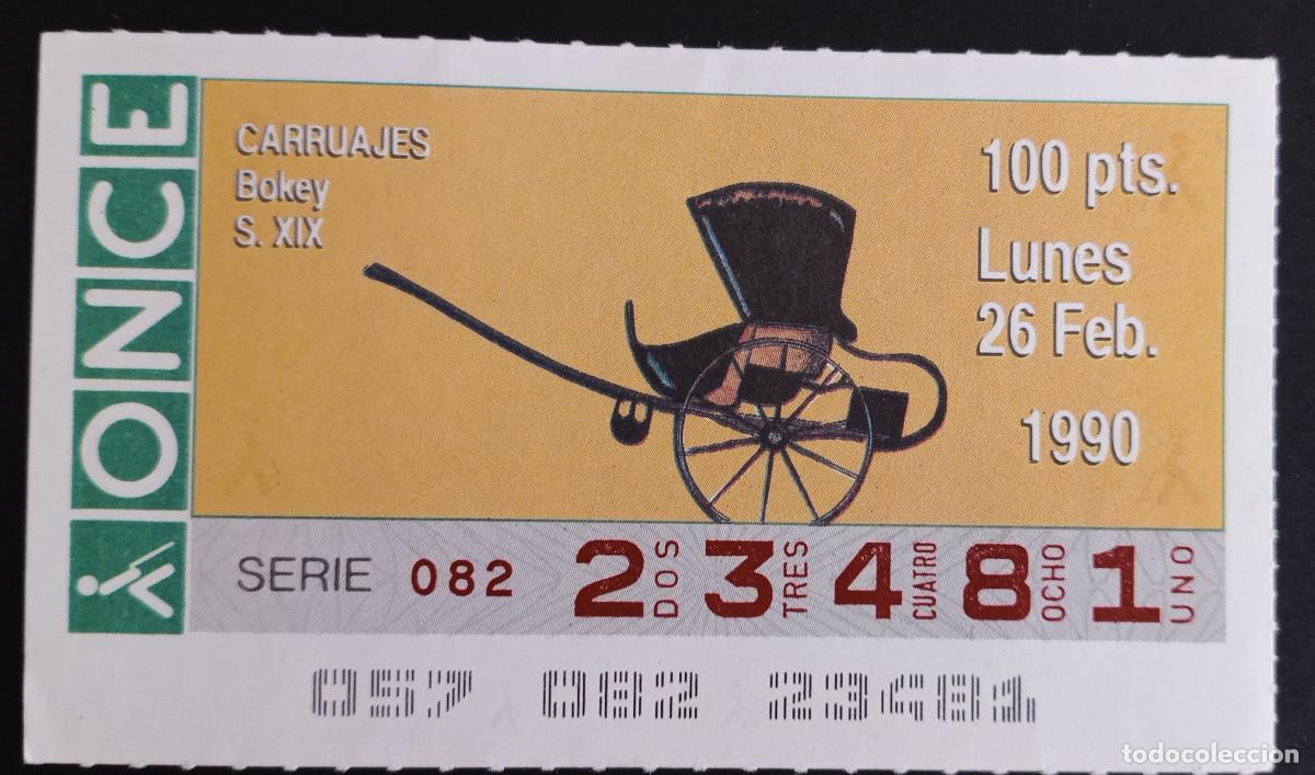 Coupon ONCE: CUP&Oacute;N ONCE - 26-FEBRERO-1990 - CARRUAJES, BOKEY S. XIX