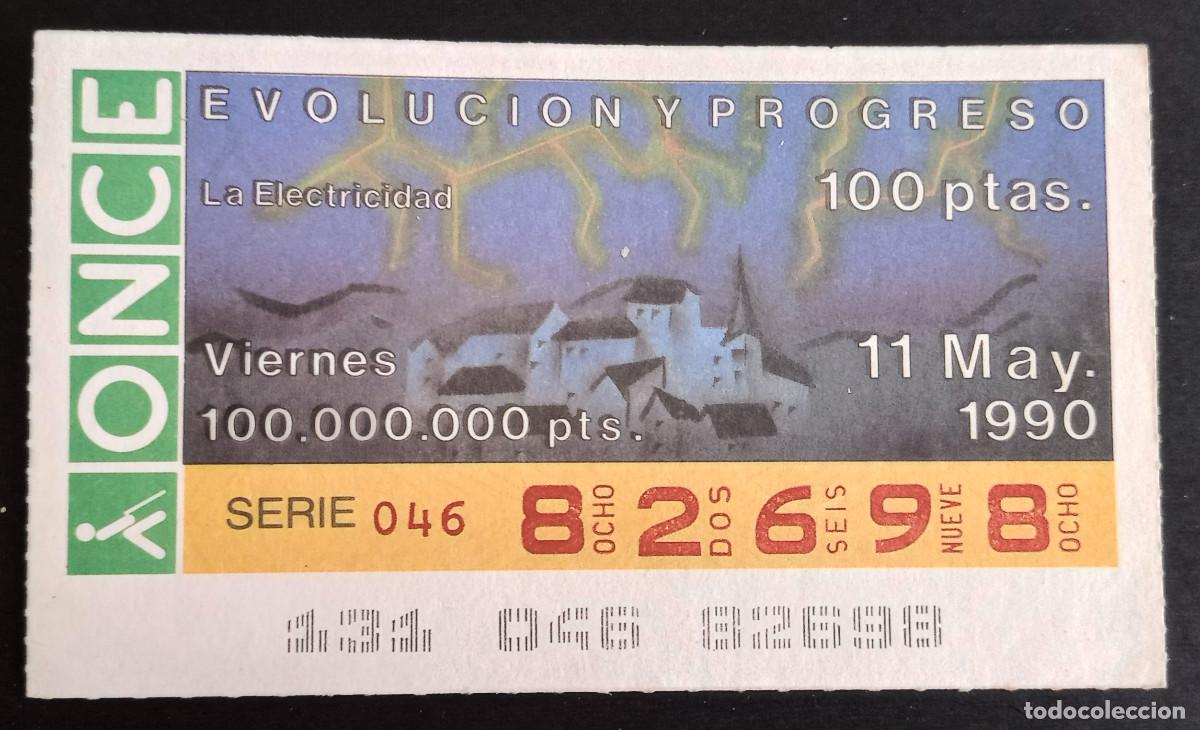 Cupones ONCE: CUP&Oacute;N ONCE - 11-MAYO-1990 - EVOLUCI&Oacute;N Y PROGRESO, LA ELECTRICIDAD - Foto 1