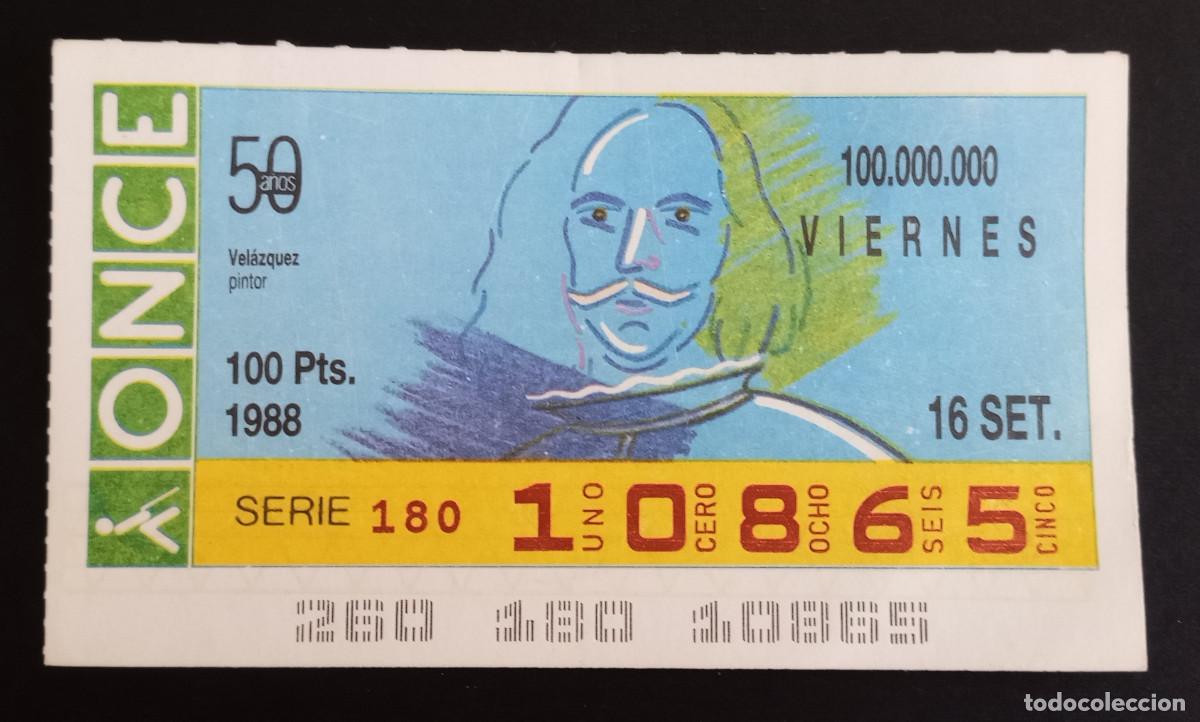 Cupones ONCE: CUP&Oacute;N ONCE - 16-SEPTIEMBRE-1988 - VEL&Aacute;ZQUEZ, PINTOR