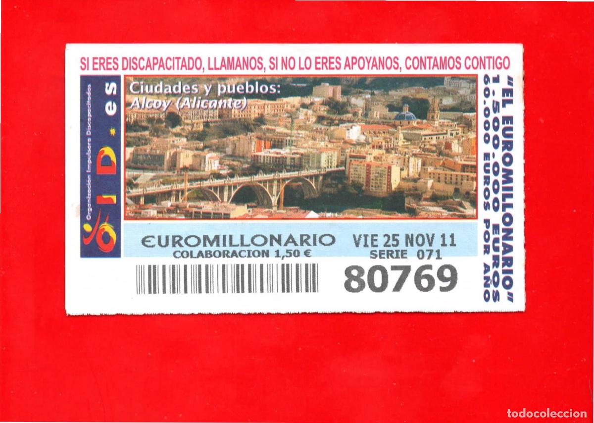 Cupones ONCE: Cup&oacute;n OID 2011 Ciudades y Pueblos Serie 1-Alcoy