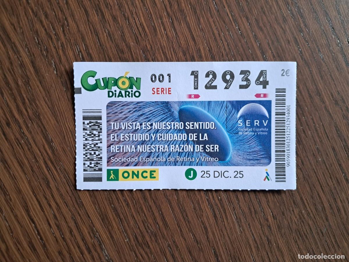 Cupones ONCE: cup&oacute;n once 25-12-25, sociedad espa&ntilde;ola de retina y vitreo, SERV.