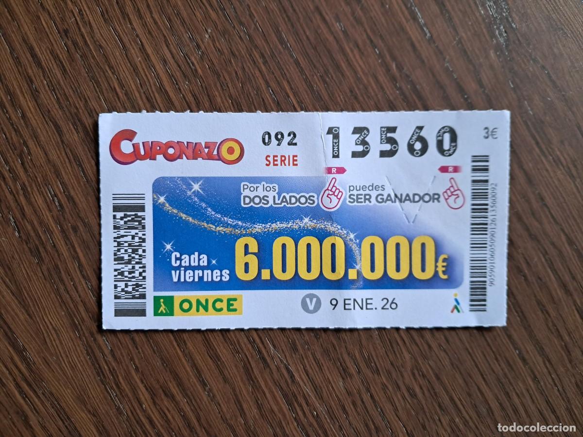 Cupones ONCE: cup&oacute;n once 09-01-26, cuponazo del viernes. n&ordm; 13.560.