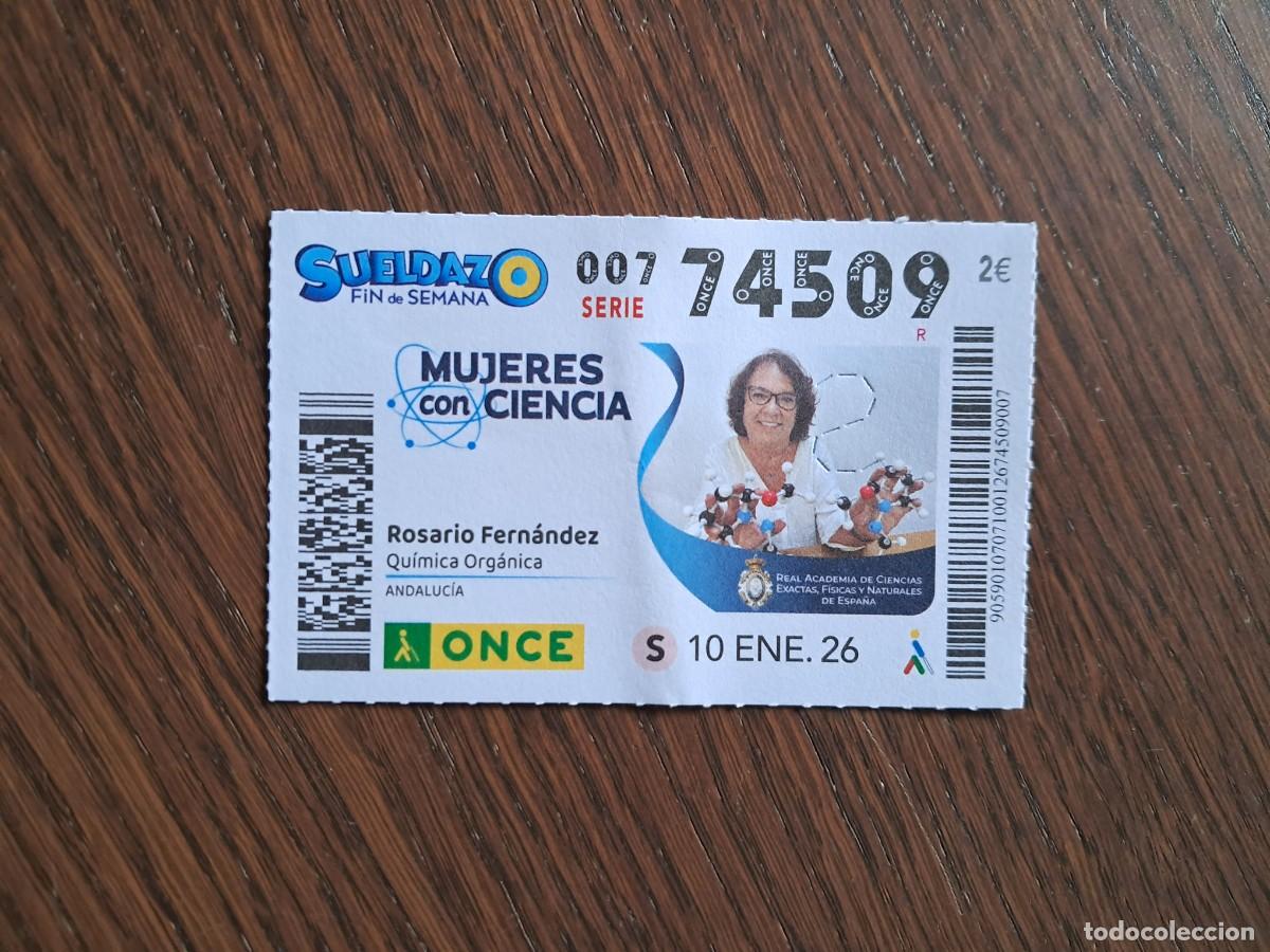 Cupones ONCE: cup&oacute;n once 10-01-26, Rosario Fern&aacute;ndez, Qu&iacute;mica org&aacute;ncia, Andaluc&iacute;a, mujeres con ciencia.