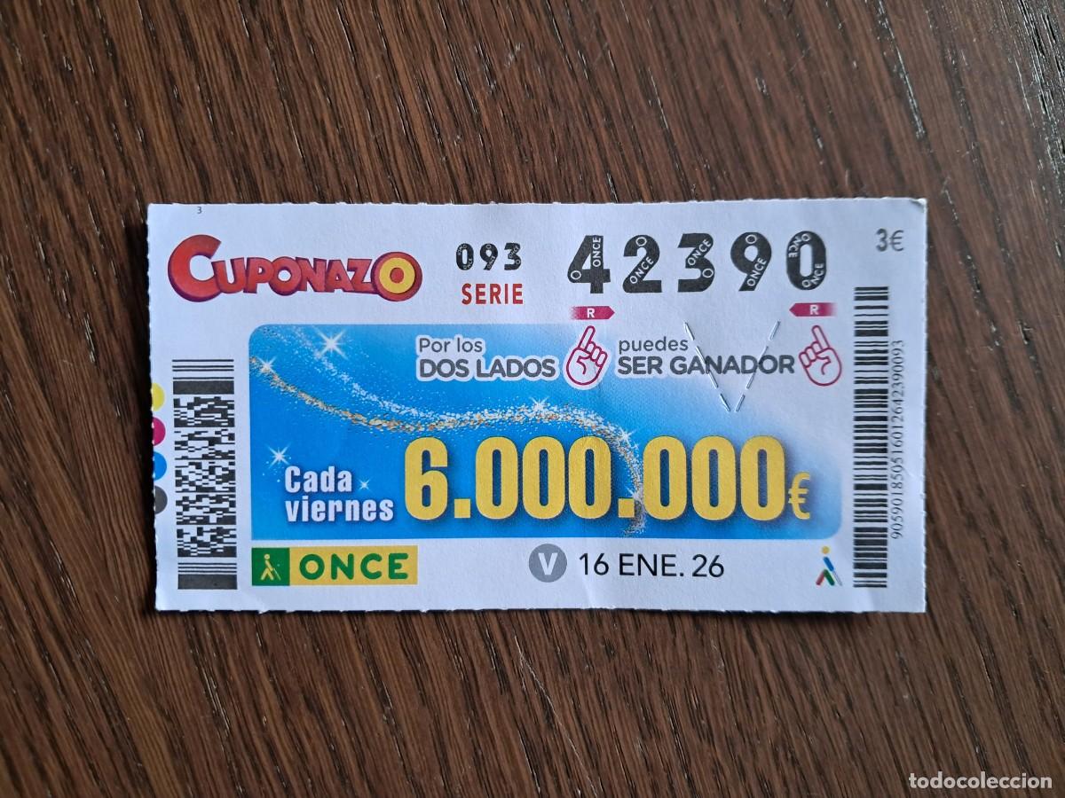 Cupones ONCE: cup&oacute;n once 16-01-26, cuponazo del viernes. n&ordm; 42.390.