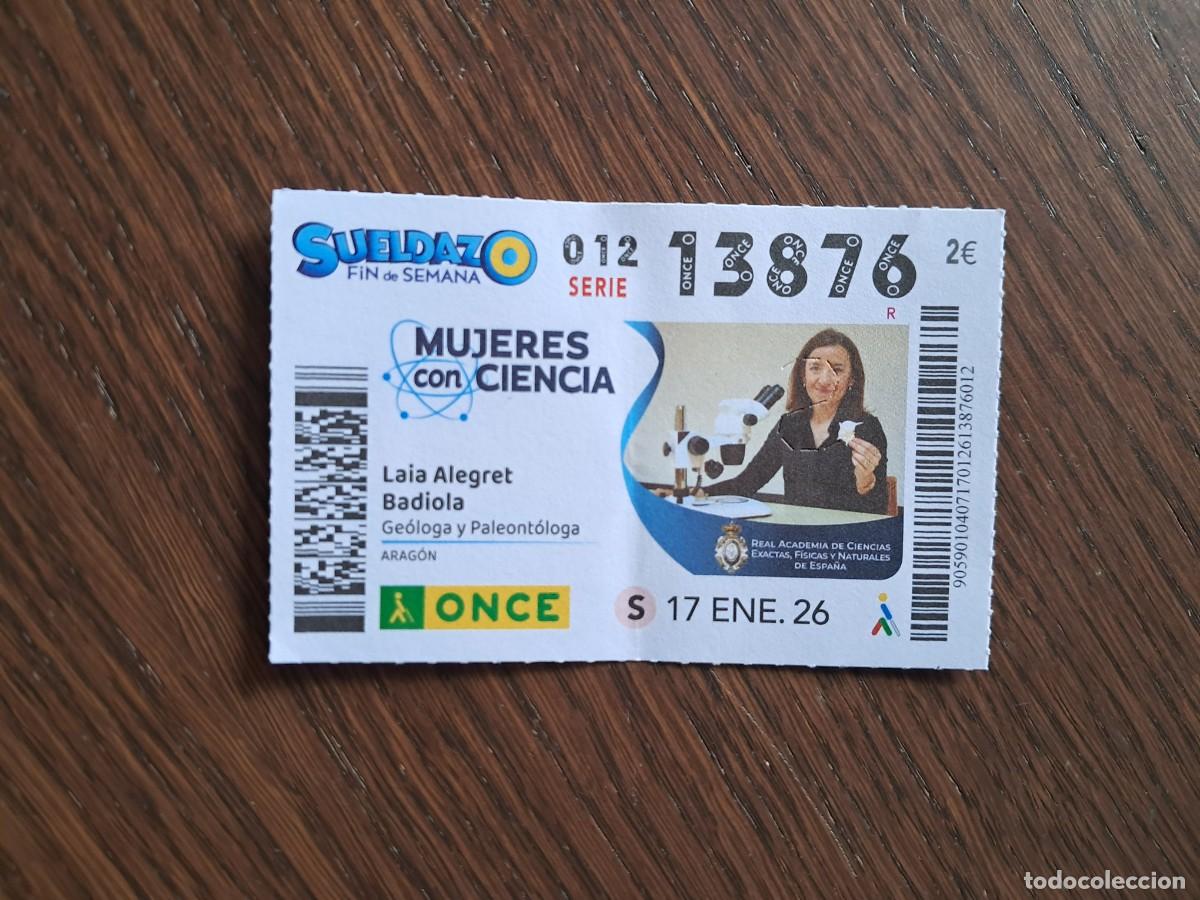 Cupones ONCE: cup&oacute;n once 17-01-26, Laia Alegret Badiola, Ge&oacute;loga y paleont&oacute;loga, Arag&oacute;n. mujeres con ciencia.