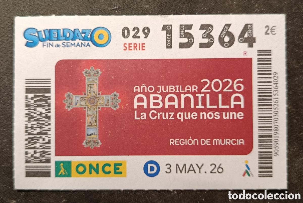 Cupones ONCE: N&deg; 15364 (3/MAYO/2026)-MURCIA