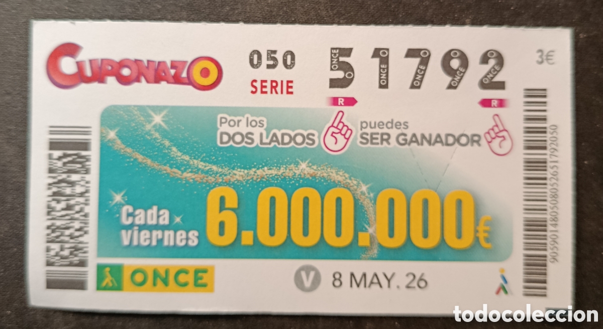 Cupones ONCE: N&deg; 51792 (8/MAYO/2026)