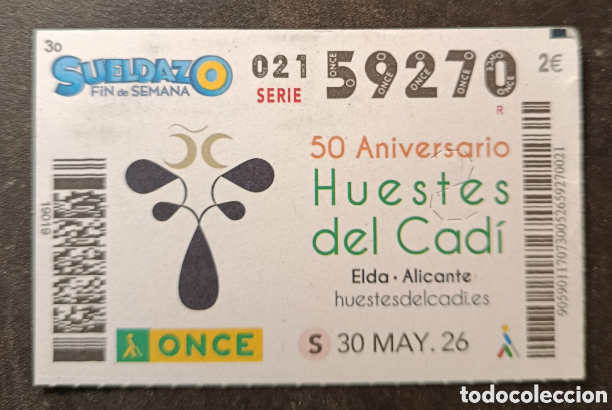 Cupones ONCE: N&deg; 59270 (30/MAYO/2026)-ALICANTE
