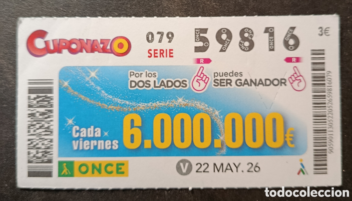 Cupones ONCE: N&deg; 59816 (22/MAYO/2026)