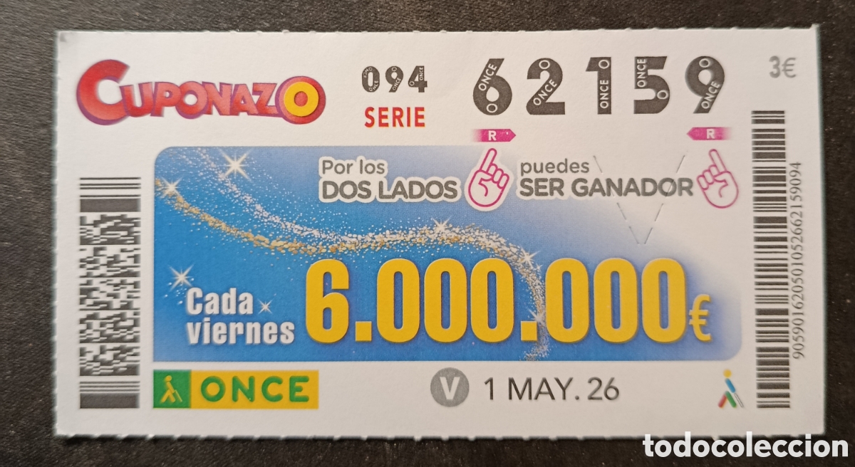 Cupones ONCE: N&deg; 62159 (1/MAYO/2026)