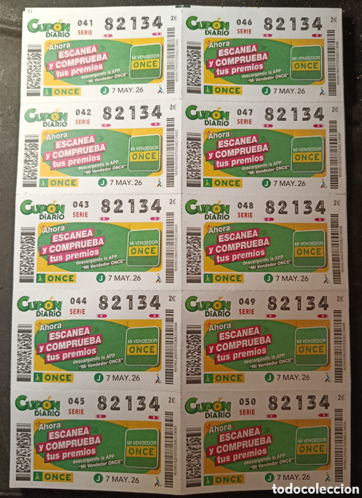 Cupones ONCE: N&deg; 82134 (7/MAYO/2026)-HOJA COMPLETA
