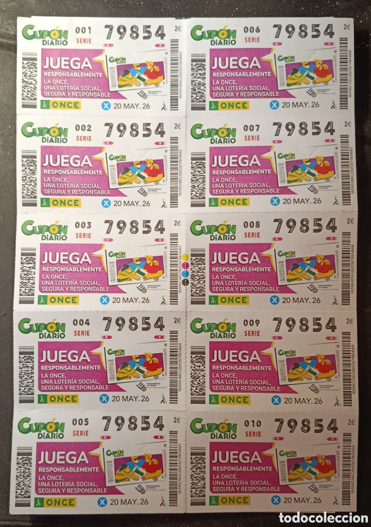 Cupones ONCE: N&deg; 79854 (20/MAYO/2026)-HOJA COMPLETA