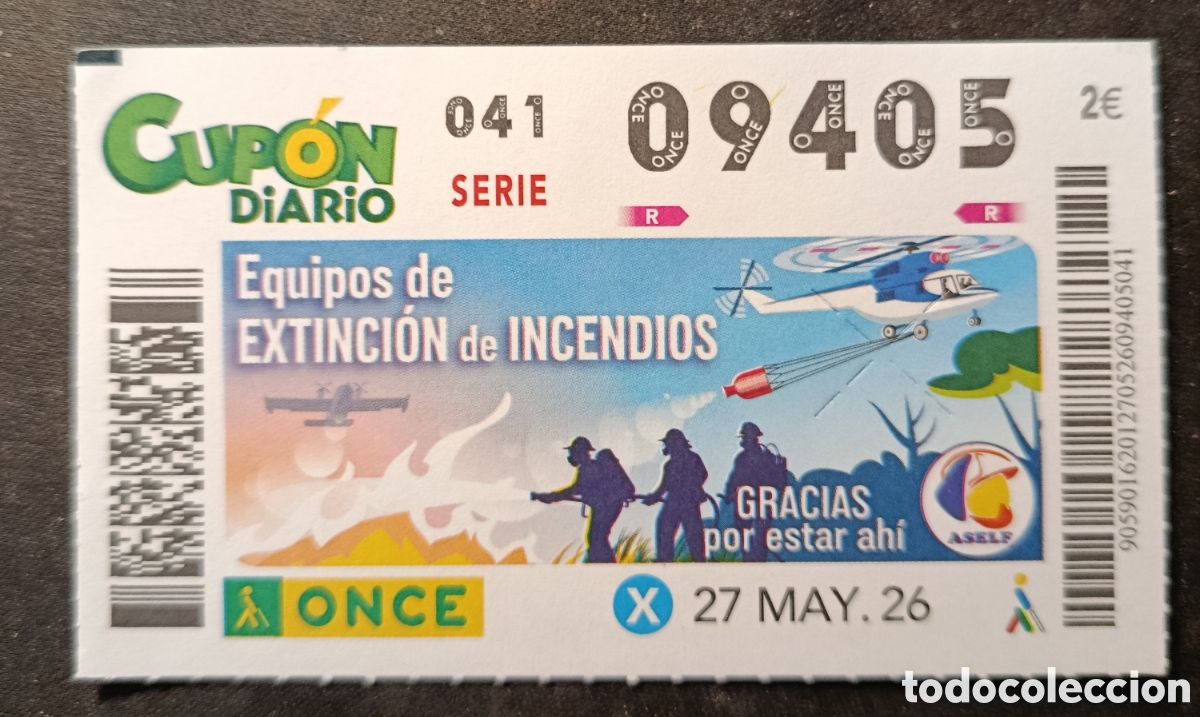 Cupones ONCE: N&deg; 09405 (27/MAYO/2026)
