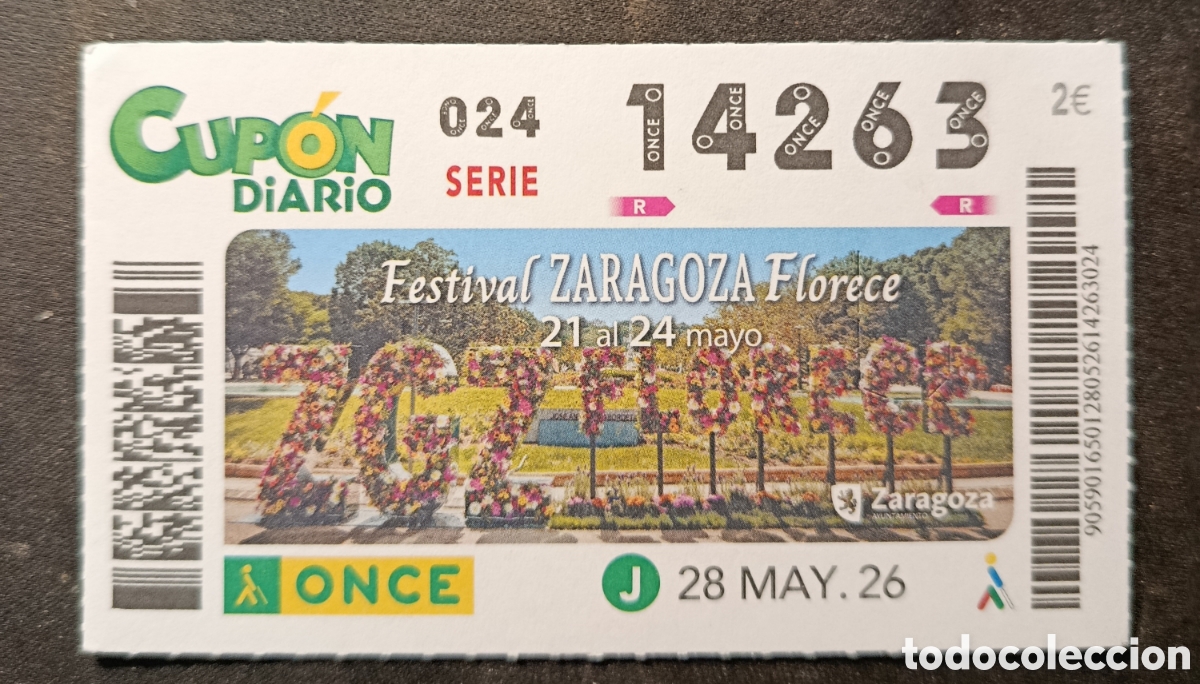 Cupones ONCE: N&deg; 14263 (28/MAYO/2026)-ZARAGOZA