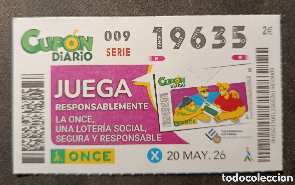 Cupones ONCE: N&deg; 19635 (20/MAYO/2026)