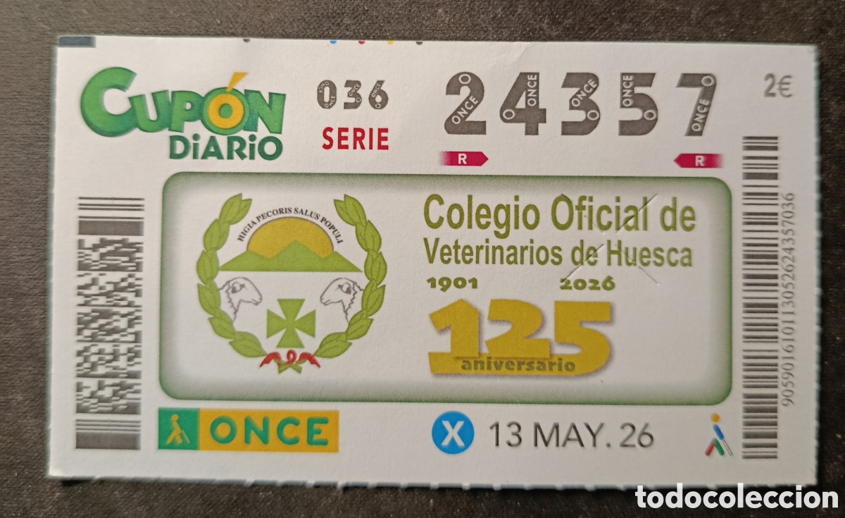 Cupones ONCE: N&deg; 24357 (13/MAYO/2026)-HUESCA