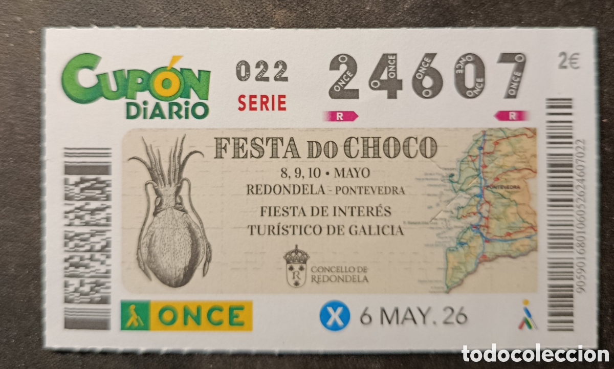 Cupones ONCE: N&deg; 24607 (6/MAYO/2026)-PONTEVEDRA