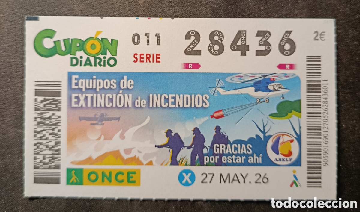 Cupones ONCE: N&deg; 28436 (27/MAYO/2026)
