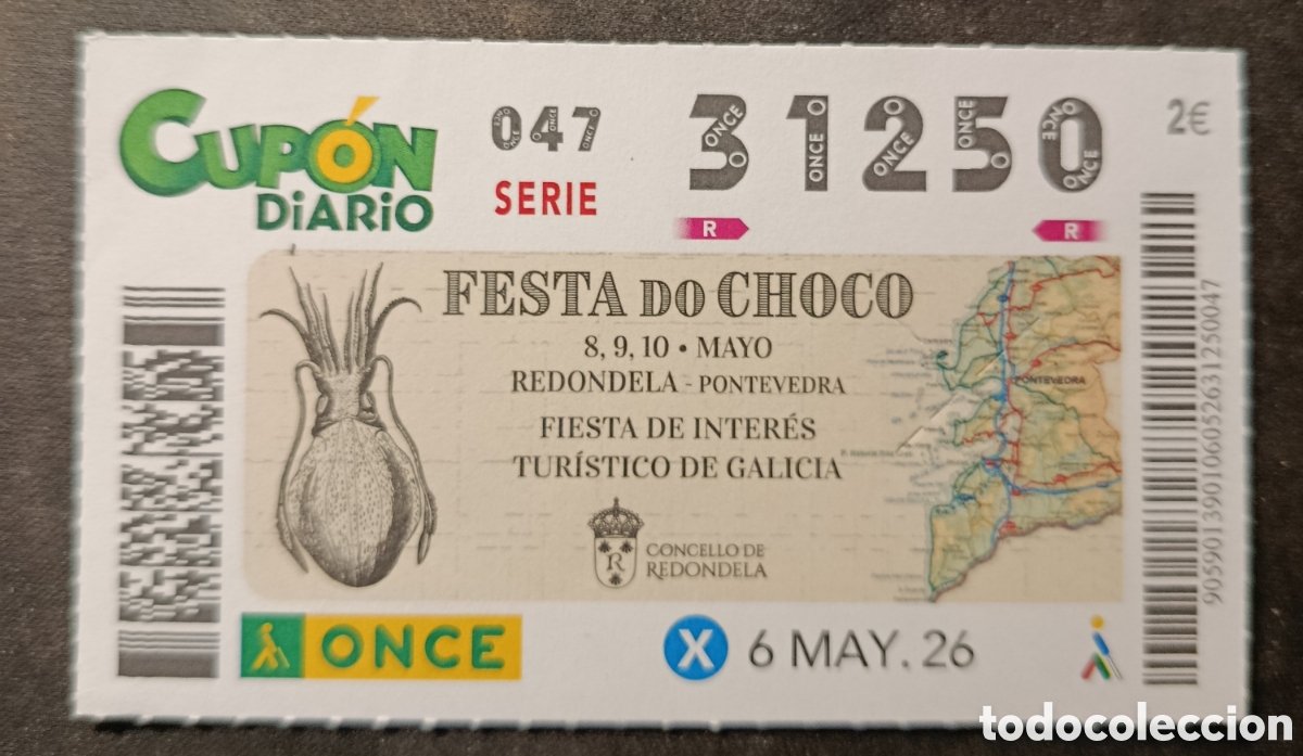 Cupones ONCE: N&deg; 31250 (6/MAYO/2026)-PONTEVEDRA
