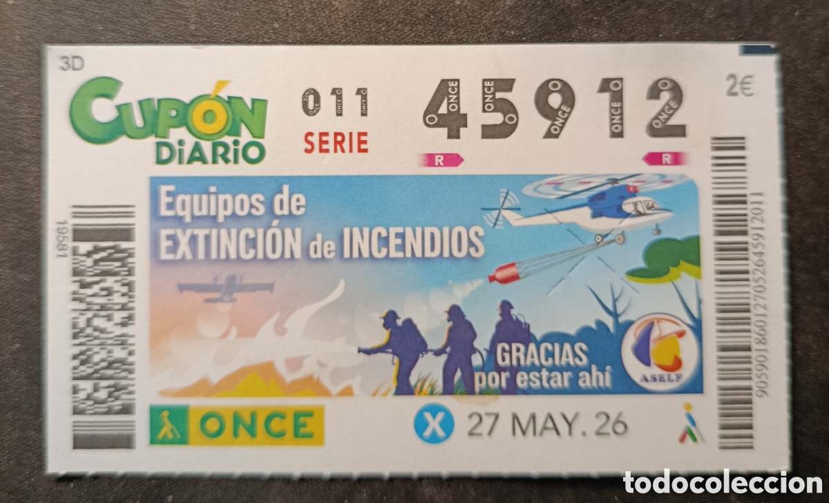Cupones ONCE: N&deg; 45912 (27/MAYO/2026)