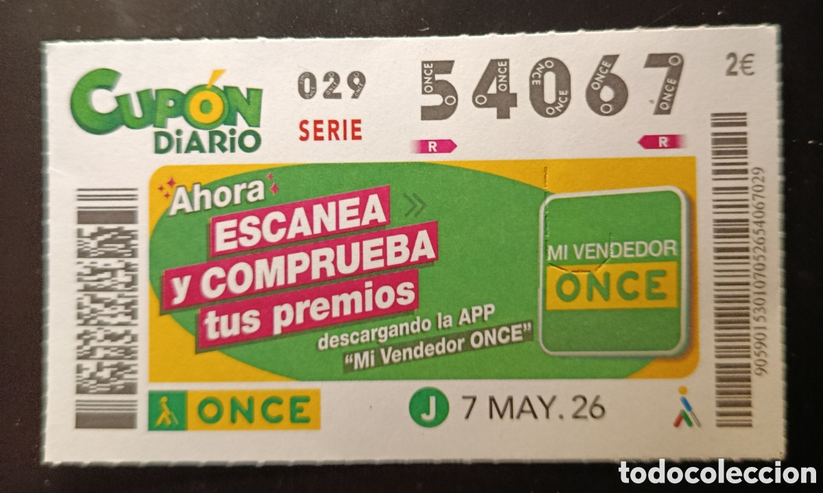 Cupones ONCE: N&deg; 54067 (7/MAYO/2026)