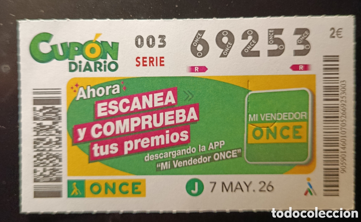 Cupones ONCE: N&deg; 69253 (7/MAYO/2026)