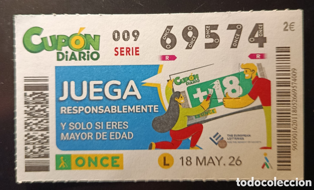 Cupones ONCE: N&deg; 69574 (18/MAYO/2026)