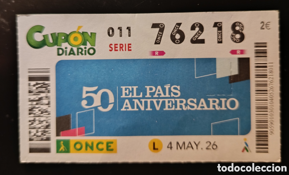 Cupones ONCE: N&deg; 76218 (4/MAYO/2026)