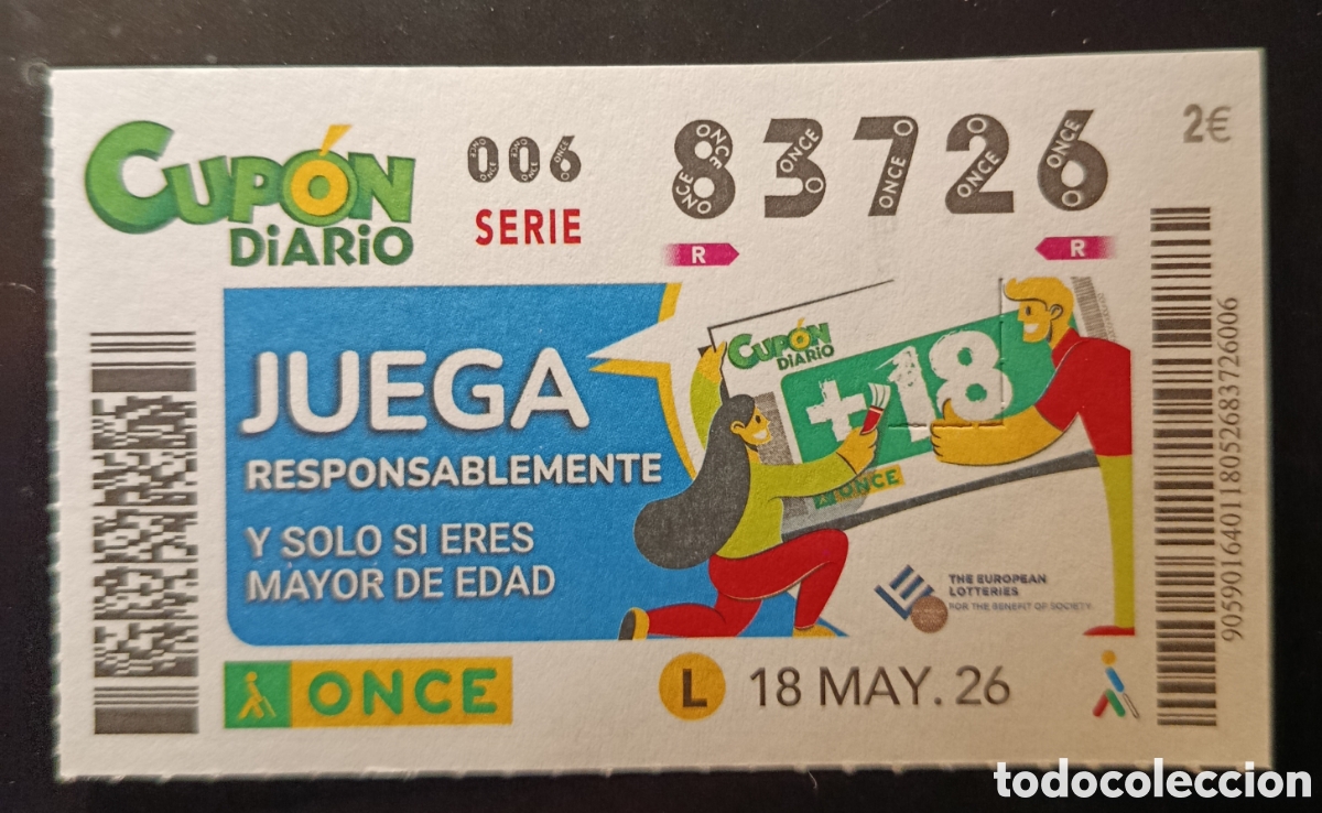 Cupones ONCE: N&deg; 83726 (18/MAYO/2026)