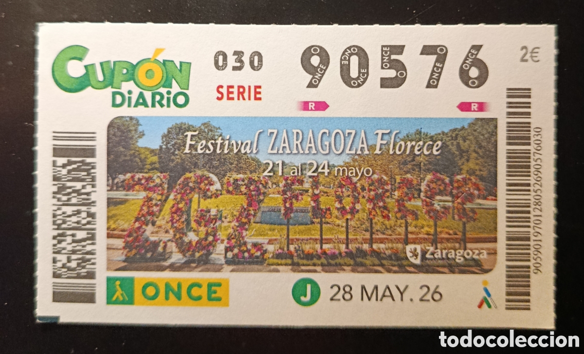 Cupones ONCE: N&deg; 90576 (28/MAYO/2026)-ZARAGOZA