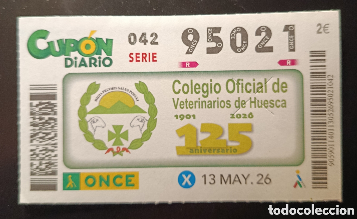 Cupones ONCE: N&deg; 95021 (13/MAYO/2026)-HUESCA