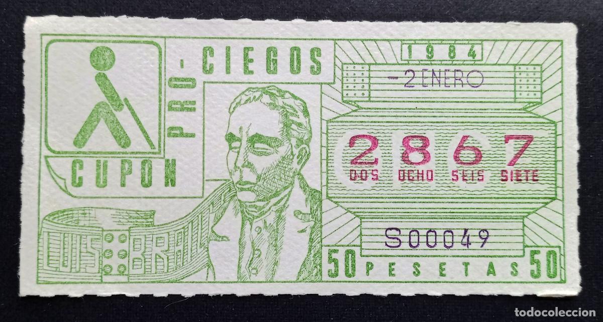 Cupones ONCE: CUP&Oacute;N ONCE - 2-ENERO-1984 - LUIS BRAILLE