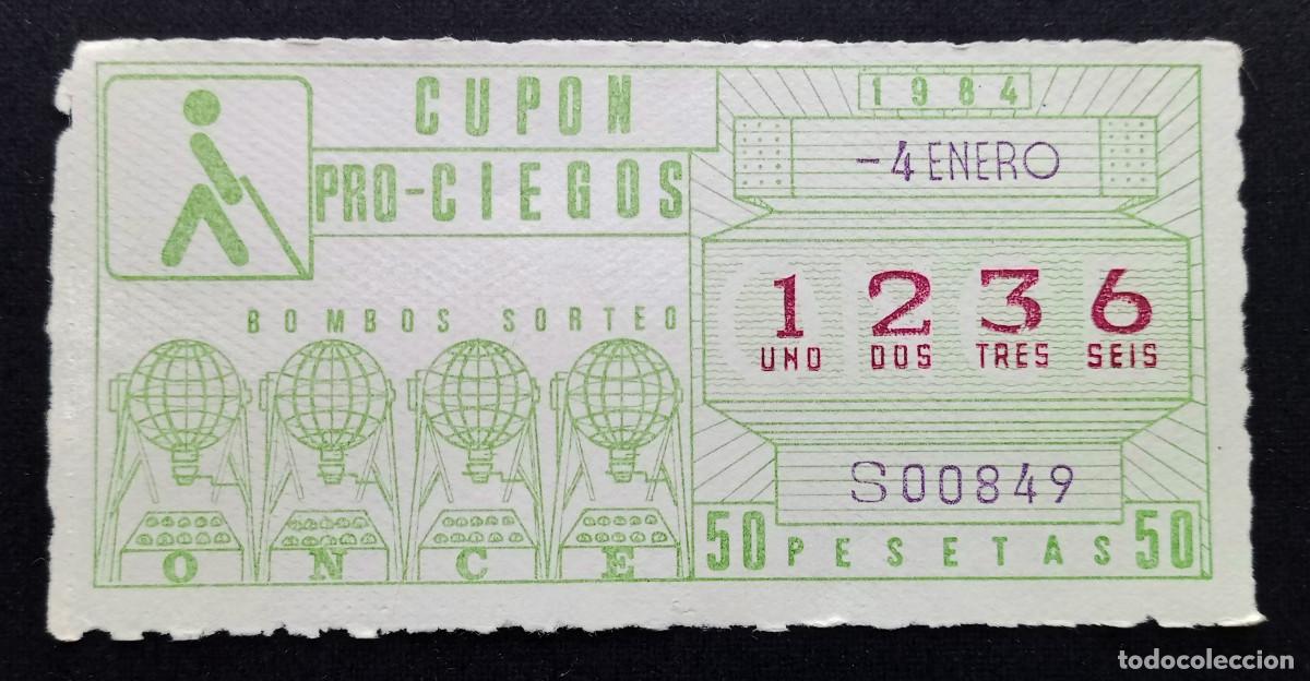 Cupones ONCE: CUP&Oacute;N ONCE - 4-ENERO-1984 - BOMBOS SORTEO