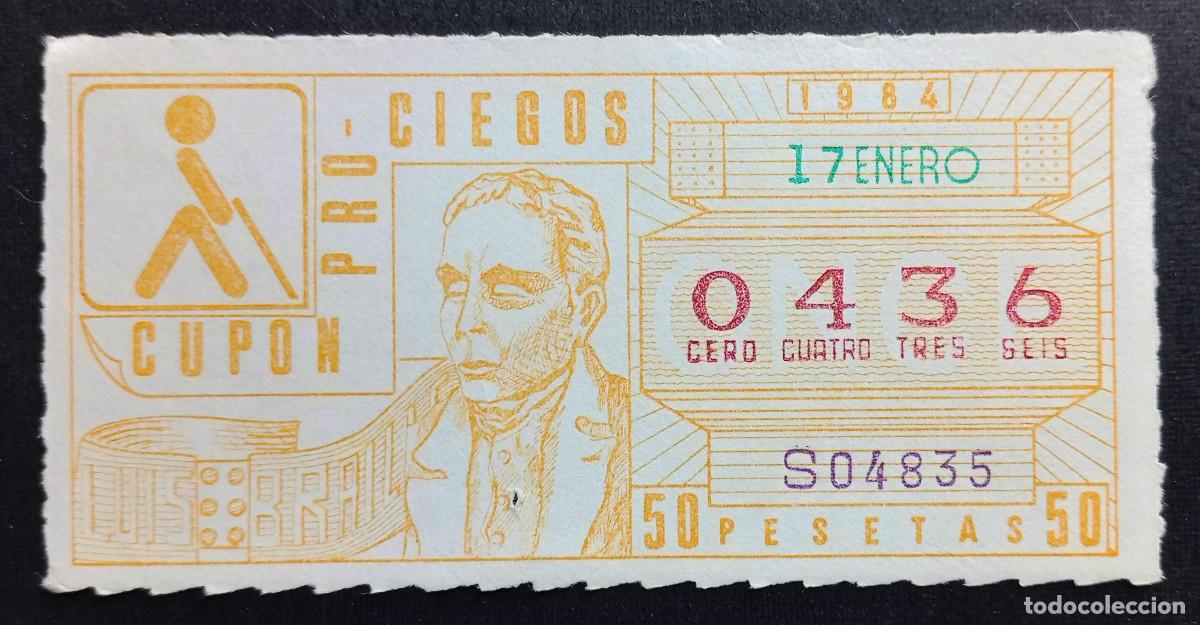Cupones ONCE: CUP&Oacute;N ONCE - 17-ENERO-1984 - LUIS BRAILLE - Foto 1