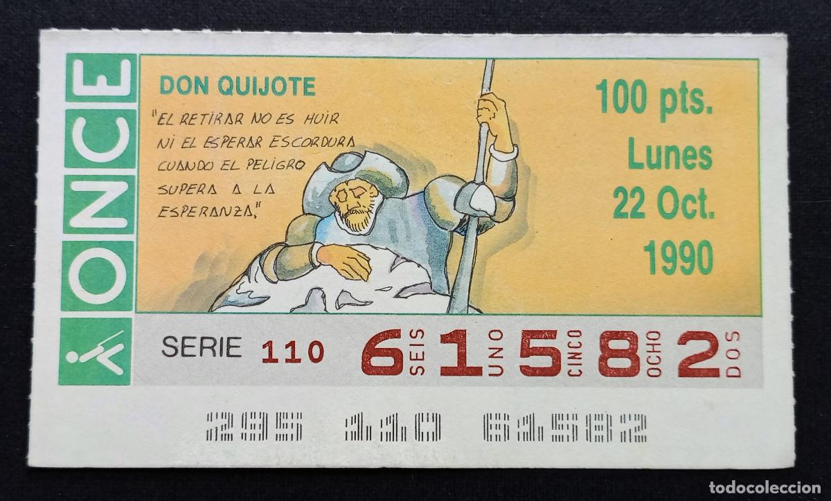 Cupones ONCE: CUP&Oacute;N ONCE - 22-OCTUBRE-1990 - DON QUIJOTE