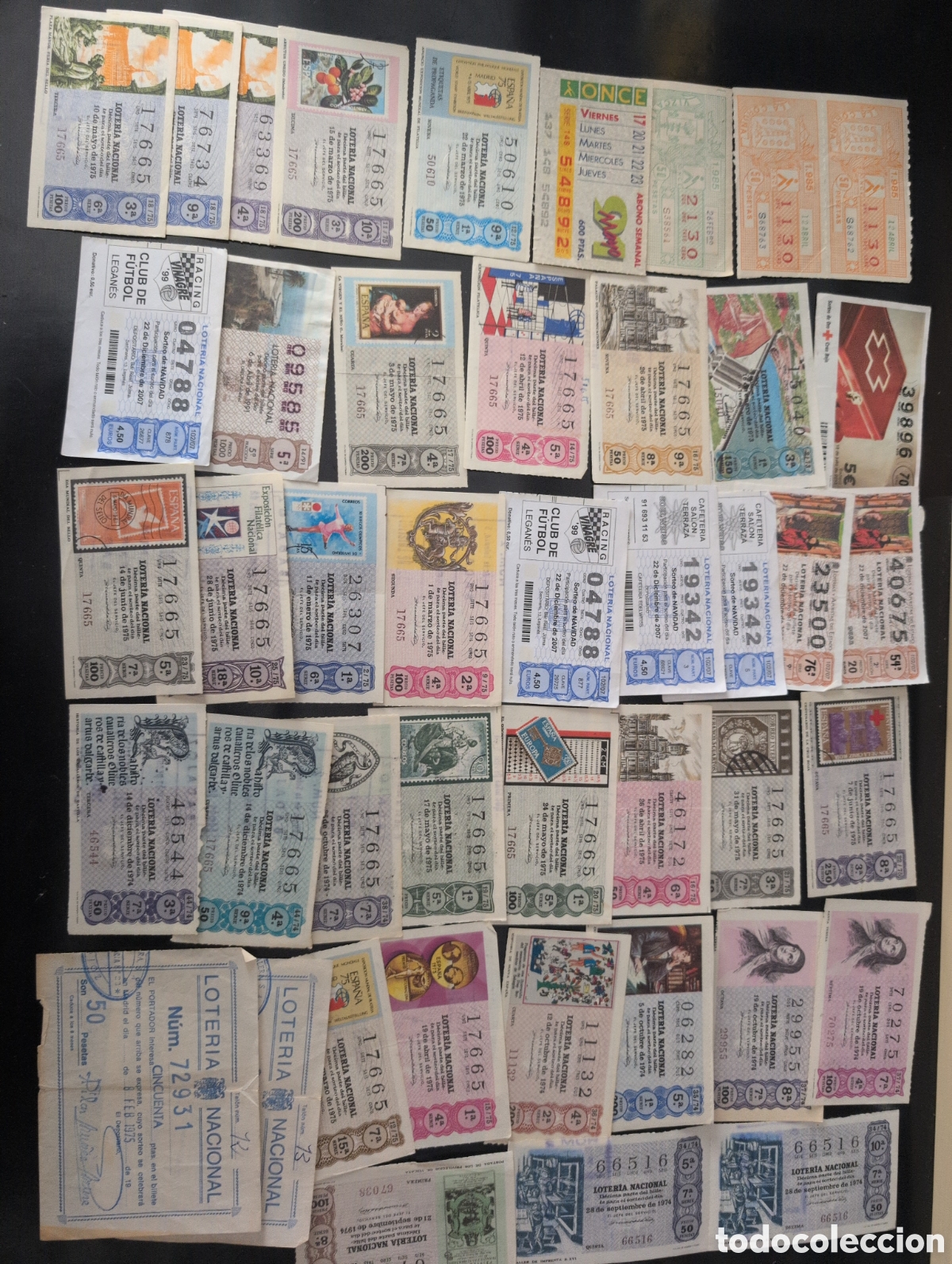 Cupones ONCE: 42 demimos de loter&iacute;a y cupones a&ntilde;os 70