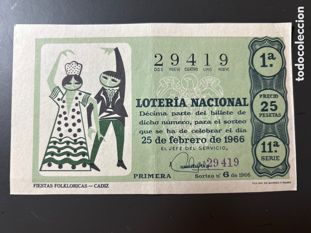 Cupones ONCE: Loteria A&ntilde;o 1966 Sorteo 6 Serie 11